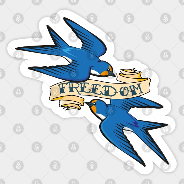 Freedom Swallows Sticker by Maxsomma